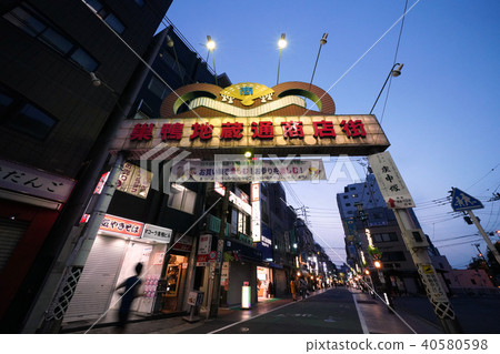 日本東京都市風景Sugamo Jizo購物街（夜景） 40580598