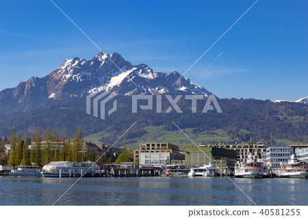 Blue sky and Alps seen from Lake Lucerne in Switzerland Blue sky and Alps seen from Lake Lucerne in Switzerland 40581255
