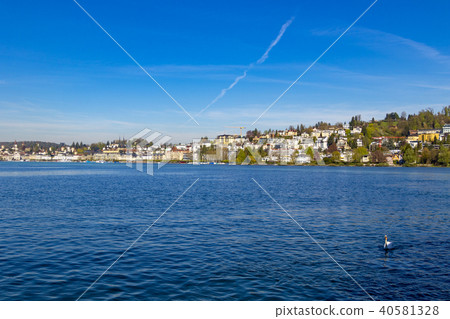 Blue sky and Alps seen from Lake Lucerne in Switzerland 40581328