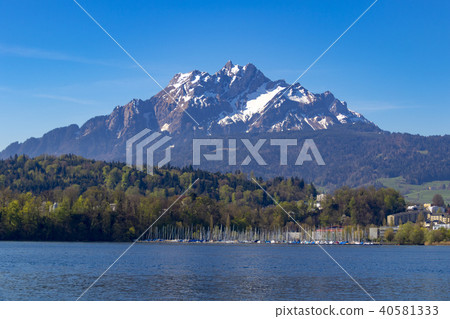 Blue sky and Alps seen from Lake Lucerne in Switzerland 40581333