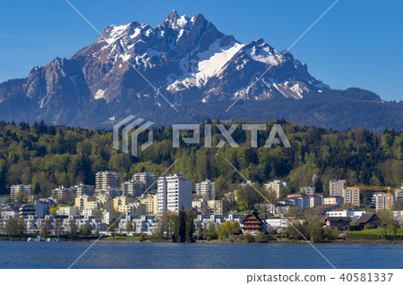 Blue sky and Alps seen from Lake Lucerne in Switzerland Blue sky and Alps seen from Lake Lucerne in Switzerland 40581337