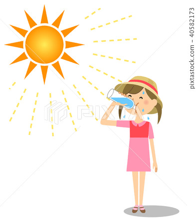 女孩中暑測量水合作用 40582173