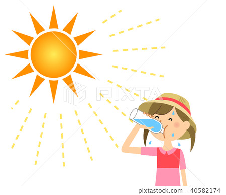 女孩中暑測量水合作用 女孩中暑測量水合作用 40582174