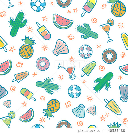 Cute seamless summer pattern with summer elements - Stock Illustration ...