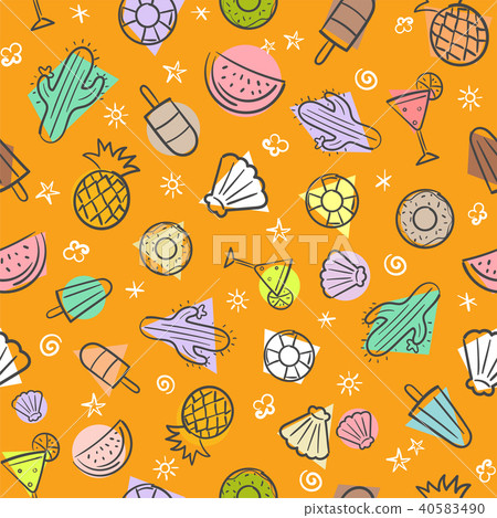 Cute seamless summer pattern with summer elements - Stock Illustration ...