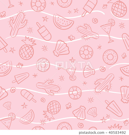 Cute seamless summer pattern with summer elements - Stock Illustration ...