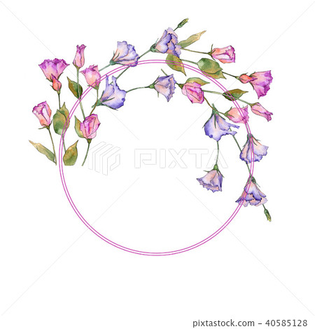 Pink and purple eustoma. Floral botanical flower. Wild spring leaf wildflower frame. Pink and purple eustoma. Floral botanical flower. Wild spring leaf wildflower frame. 40585128