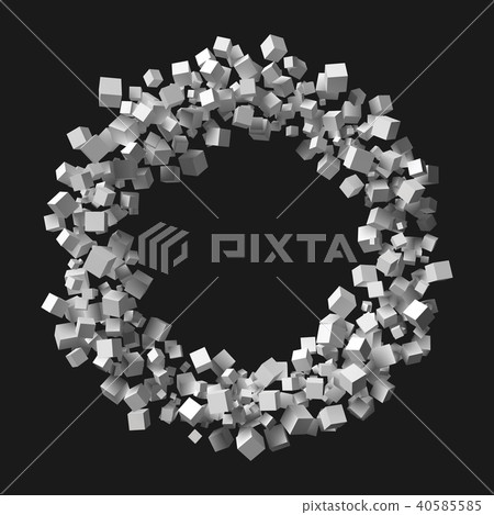 big circular frame formed by random sized cubes big circular frame formed by random sized cubes 40585585
