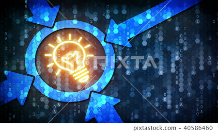 Idea Concept: Bulb Lamp - Web Icon on Pixelated Background. Idea Concept: Bulb Lamp - Web Icon on Pixelated Background. 40586460