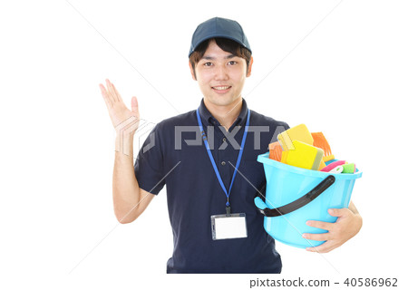 一個微笑的清潔工指導 一個微笑的清潔工指導 40586962