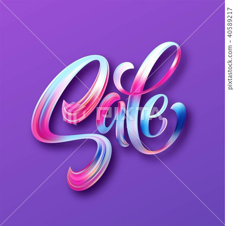 Sale calligraphic lettering. Color brush oil or acrylic paint. Vector illustration 40589217