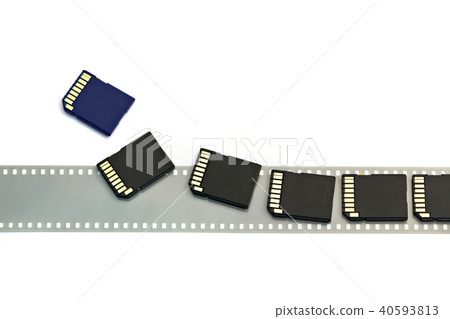 Old film and modern digital compact cards isolated Old film and modern digital compact cards isolated 40593813