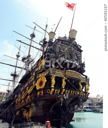 Old big ship in port of genoa Old big ship in port of genoa 40595287