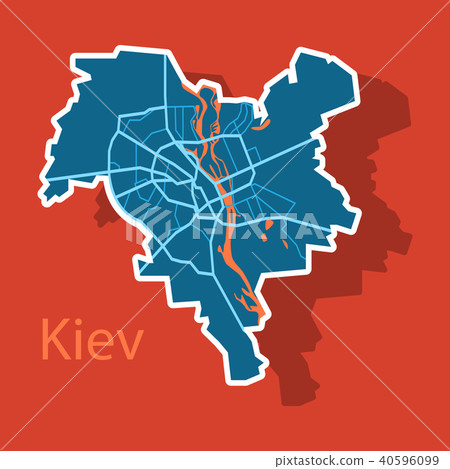 Map of the districts of Kiev, Ukraine.  40596099