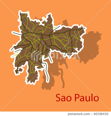 Sao Paulo, Brazil, sticker map on background.  40596430