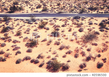 Aerial picture of a deserted road, travel concept. 40596500