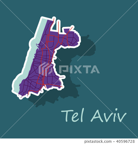 Tel Aviv Sticker Map, Artprint. Landmass, Tel Aviv Sticker Map, Artprint. Landmass, 40596728