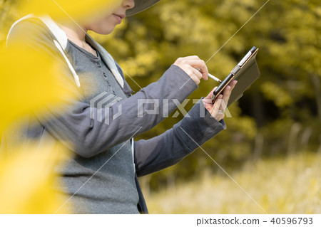 Sumaho操作女性秋天圖像 40596793