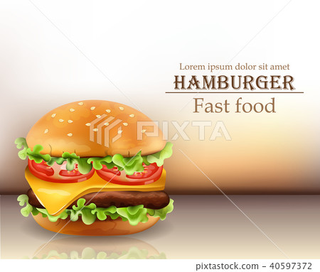 Hamburger Vector realistic. Cheese and tomatoes Hamburger Vector realistic. Cheese and tomatoes 40597372