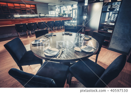 The round table and the chairs. Restaurant decor. The round table and the chairs. Restaurant decor. 40597530