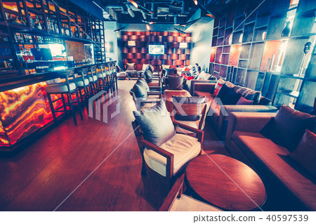 The bar counter and main hall in the restaurant. 40597539