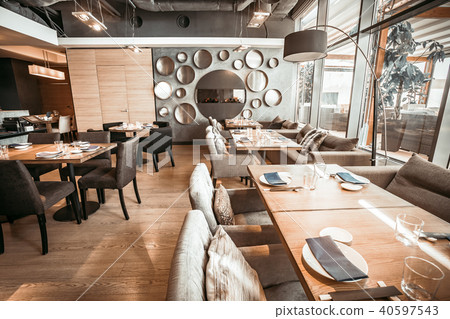The part of restaurant main hall. Mod grey shades. 40597543