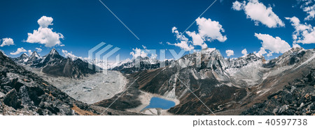 Panorama. The Himalayas and Gokyo Lake. 40597738