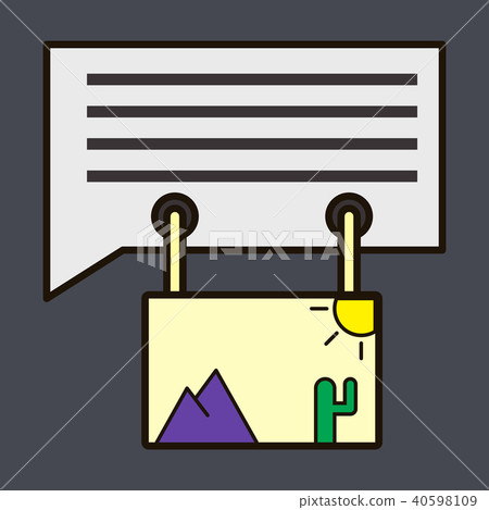 Flat email attachment icon paper document above 40598109