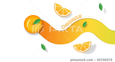 Fresh orange fruit background in paper art style 40598978