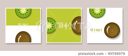 Set of fruit banners with kiwi in paper art style Set of fruit banners with kiwi in paper art style 40598979