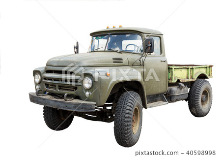 Old vintage soviet military hopper truck. Isolated on white 40598998
