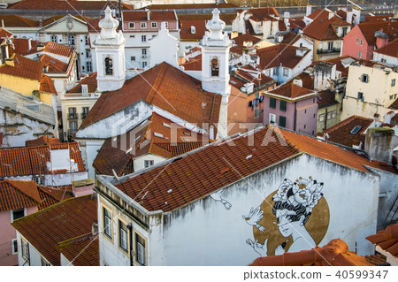 Beautiful landscape of historic center of Lisbon Beautiful landscape of historic center of Lisbon 40599347
