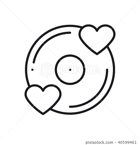 Vinyl line icon. Favorite song. Vinyl record disco dance nightlife club DJ disk party theme. Sign 40599461