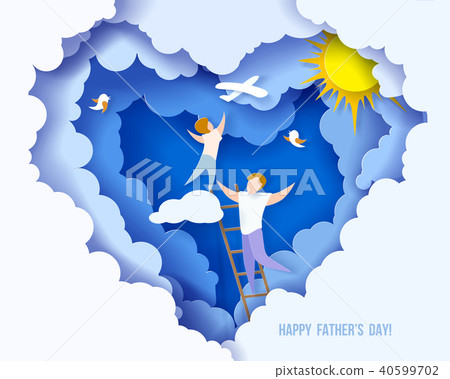 Happy fathers day card. Paper cut style. Happy fathers day card. Paper cut style. 40599702