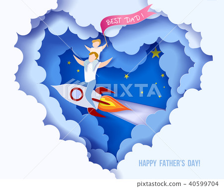 Happy fathers day card. Paper cut style. Happy fathers day card. Paper cut style. 40599704