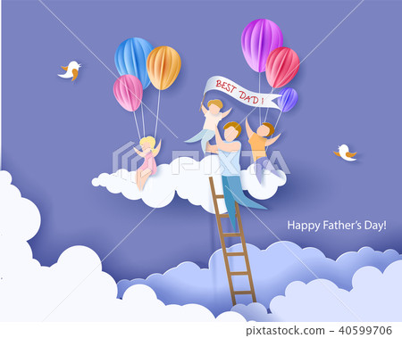 Happy fathers day card. Paper cut style. Happy fathers day card. Paper cut style. 40599706