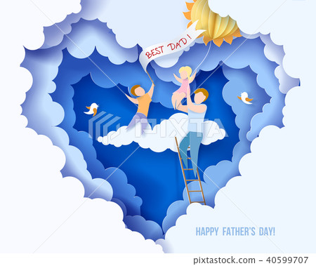 Happy fathers day card. Paper cut style. Happy fathers day card. Paper cut style. 40599707