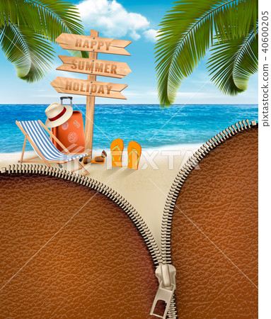 Tropical island with palms, a beach chair 40600205