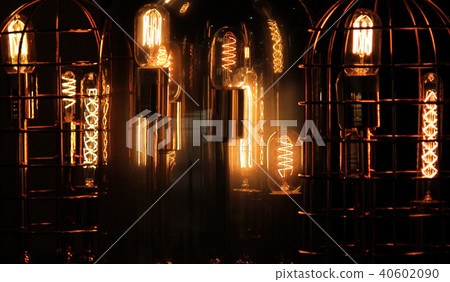 antique tungsten light bulbs in steel cage 40602090