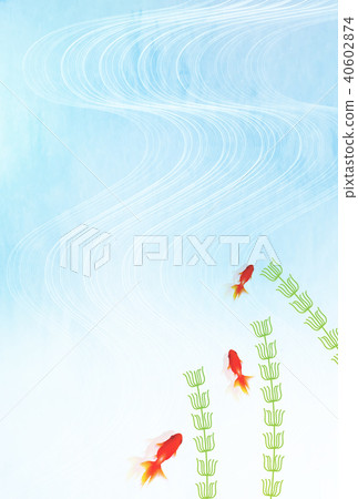 Goldfish, water plants, summer greetings, background Goldfish, water plants, summer greetings, background 40602874
