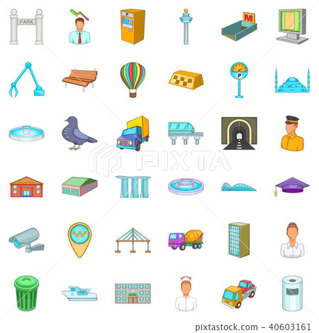 Inhabitant of capital icons set, cartoon style 40603161