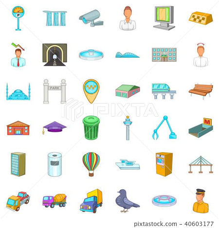 Urbanistic icons set, cartoon style Urbanistic icons set, cartoon style 40603177