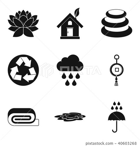 Japanese world icons set, simple style 40603268
