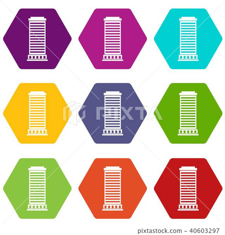 Column icon set color hexahedron Column icon set color hexahedron 40603297
