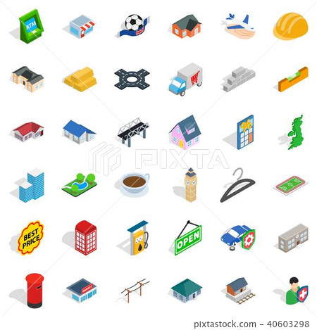 Urban space icons set, isometric style 40603298