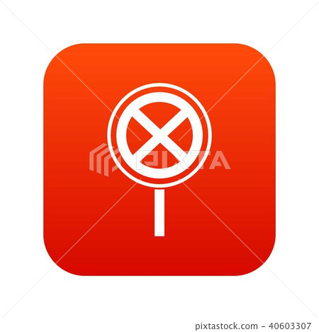 No stopping and parking sign icon digital red 40603307