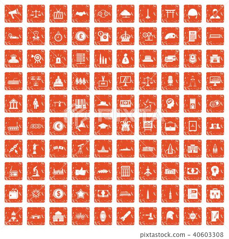 100 government icons set grunge orange 40603308