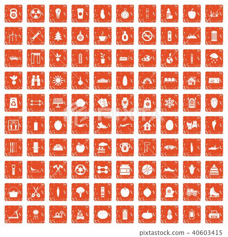 100 healthy lifestyle icons set grunge orange 100 healthy lifestyle icons set grunge orange 40603415