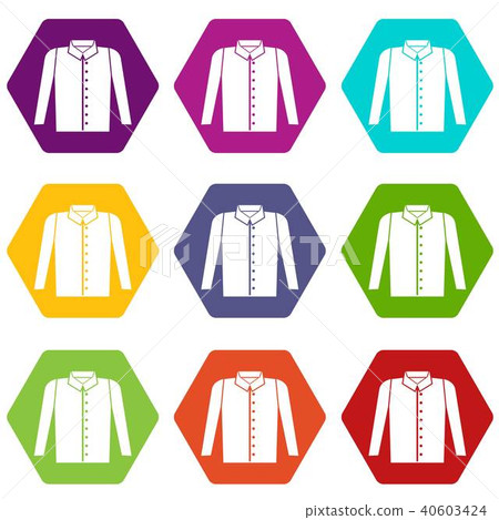Shirt icon set color hexahedron Shirt icon set color hexahedron 40603424
