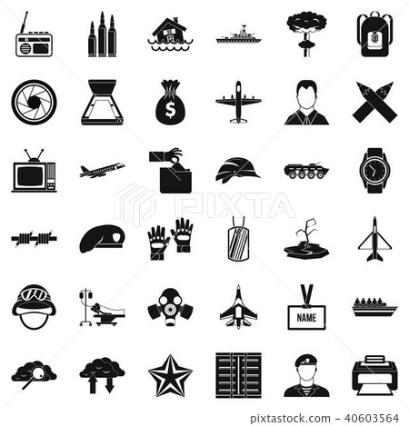 Armed force icons set, simple style Armed force icons set, simple style 40603564